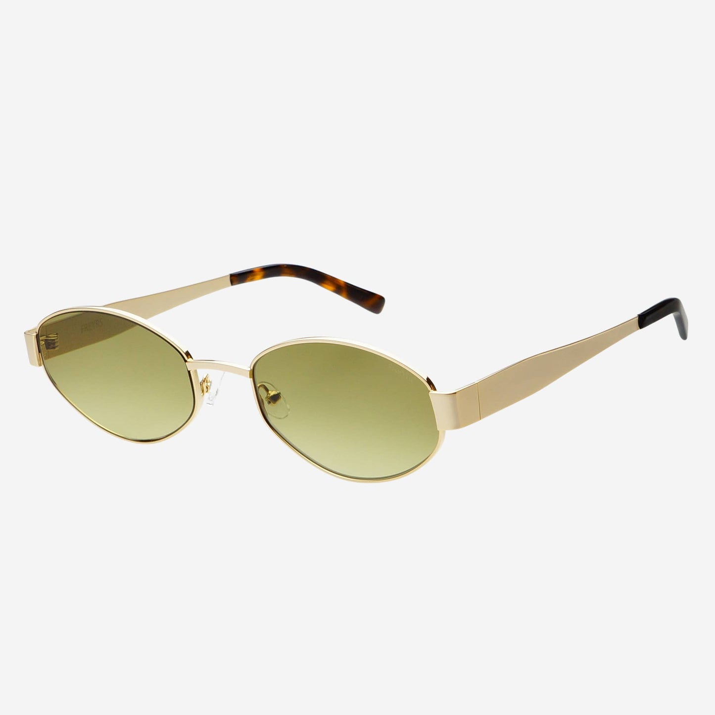 Soho Womens Oval Sunglasses Gold/Green