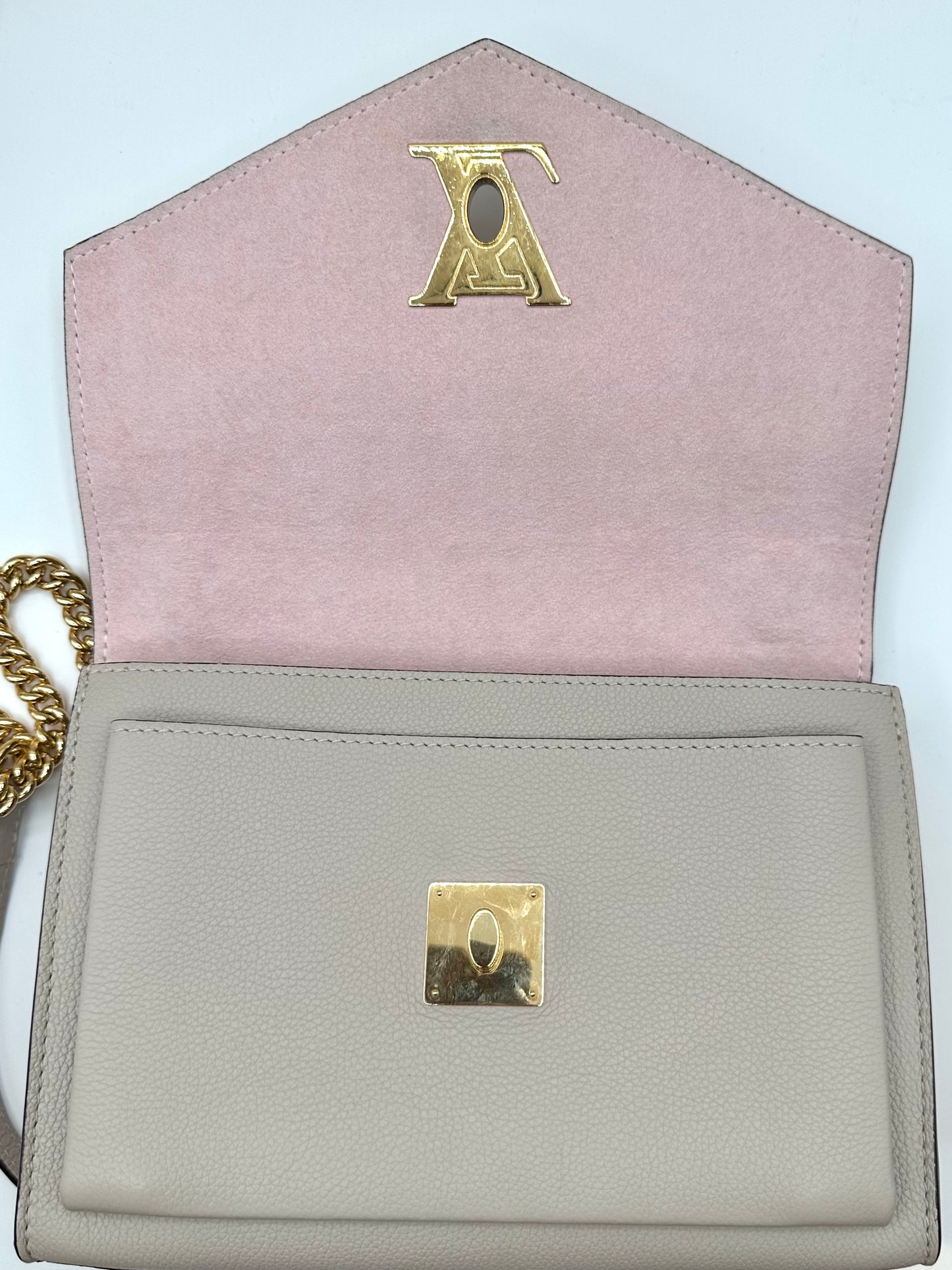 Louis Vuitton Greige 'Mylockme' Chain Pochette Bag