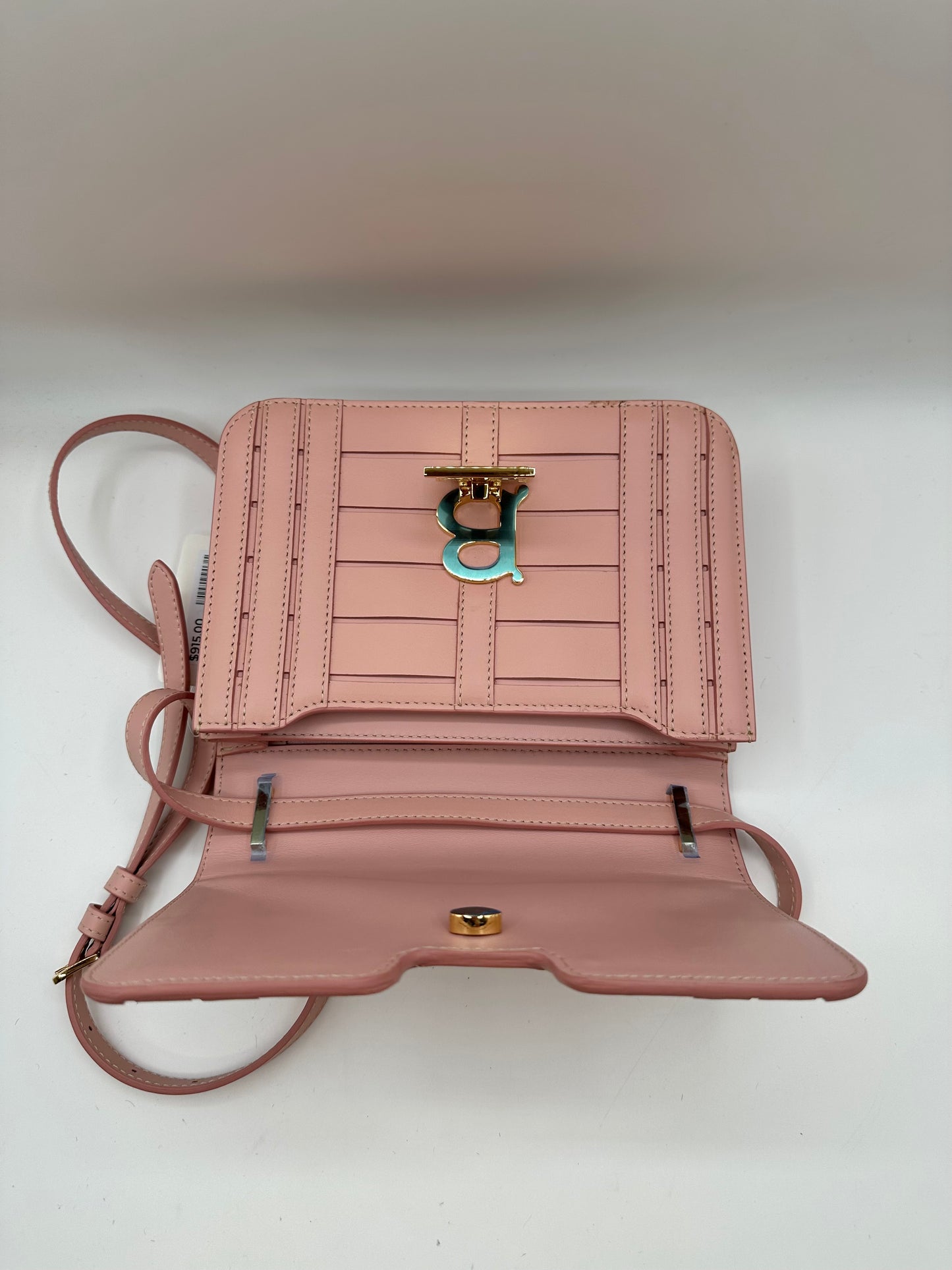 Burberry Light Pink TB Monogram Woven Calfskin Crossbody Bag