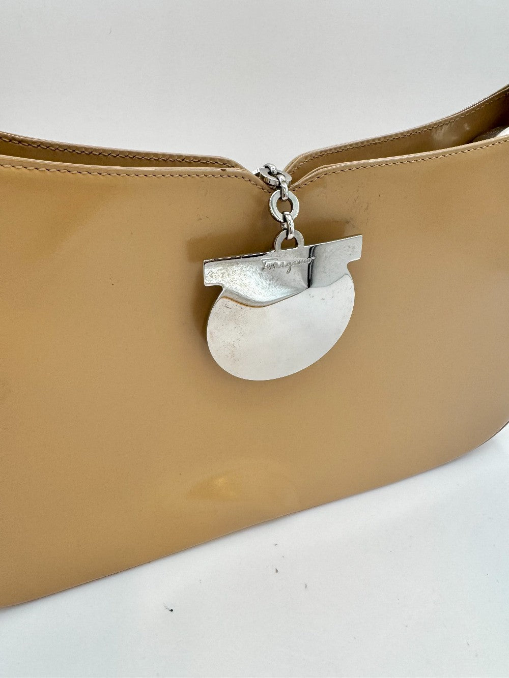 Salvatore Ferragamo Tan Patent Leather Bag|2421