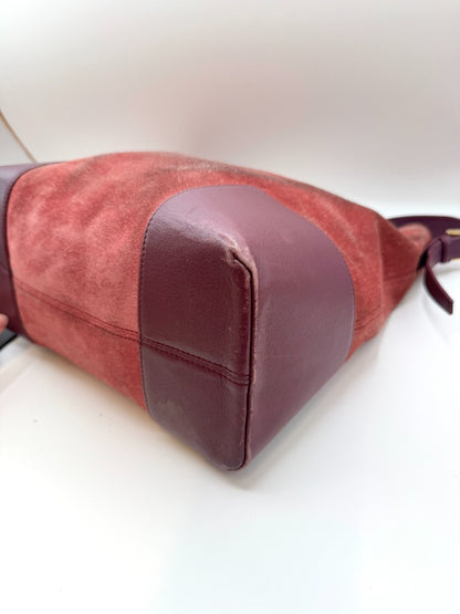 Loewe Burgundy Suede Anagram Shoulder Bag|2355