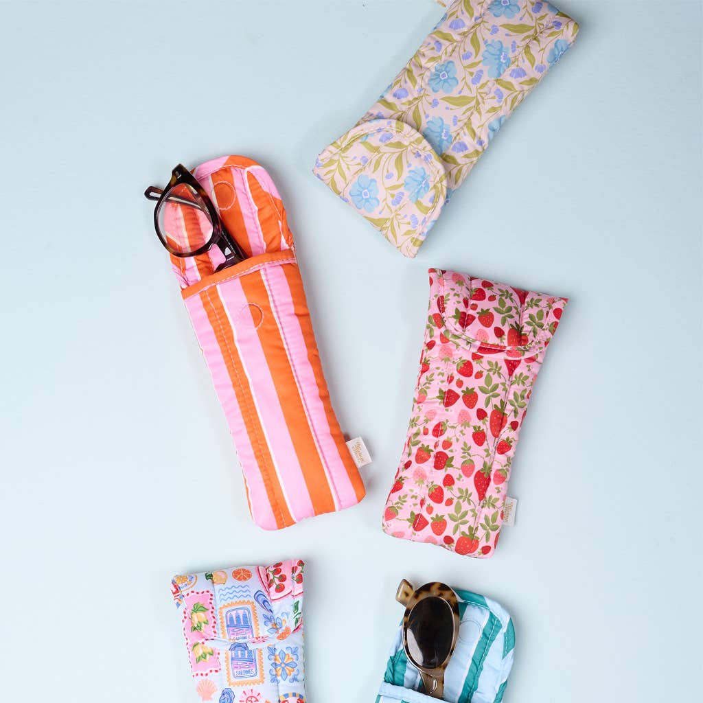 Puffy Sunglasses Case–Poppin' Petals Hot Pink