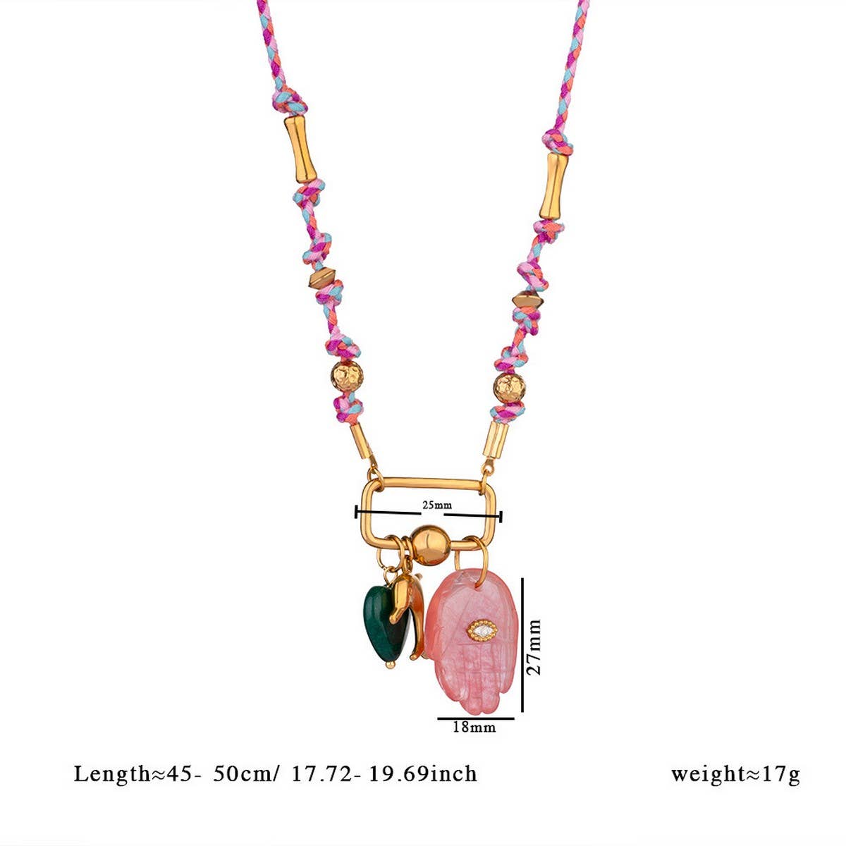 18K Eye Pendant Necklace with Natural Stone