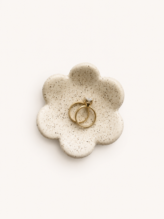 Handmade Organic Speckled Flower Ring Dish