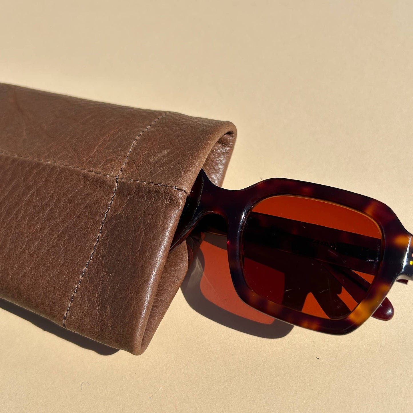 Sunglasses Case - Lapis Check Leather