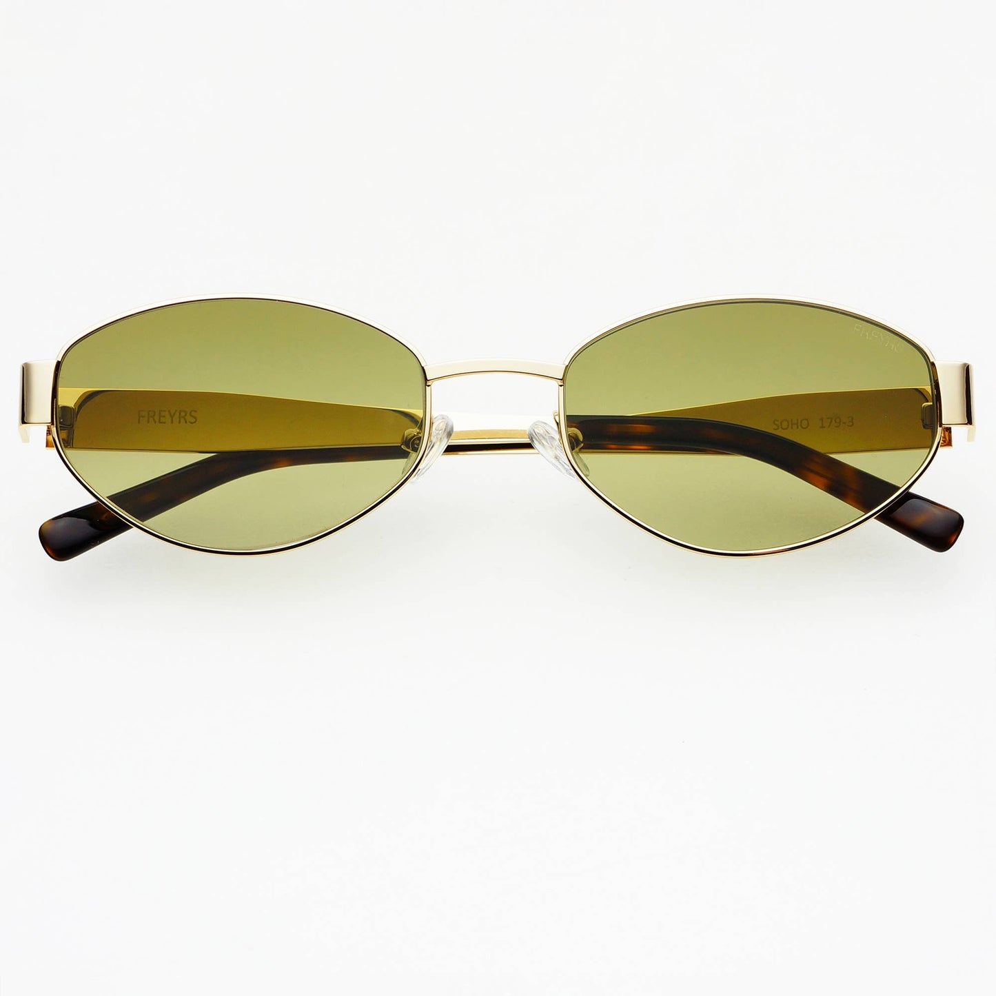 Soho Womens Oval Sunglasses Gold/Green