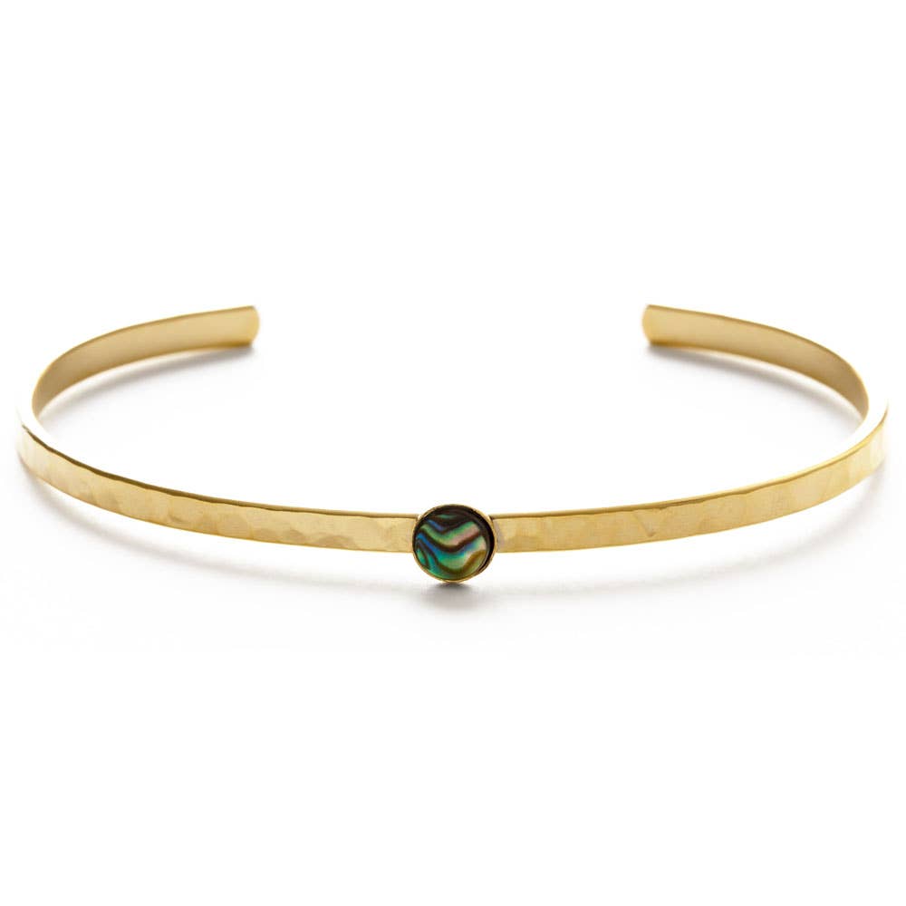 5mm Abalone Hammered Cuff Bracelet