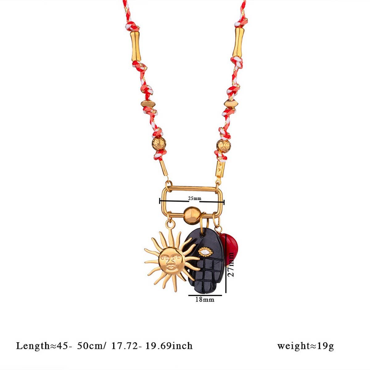 18K Eye Pendant Necklace with Natural Stone