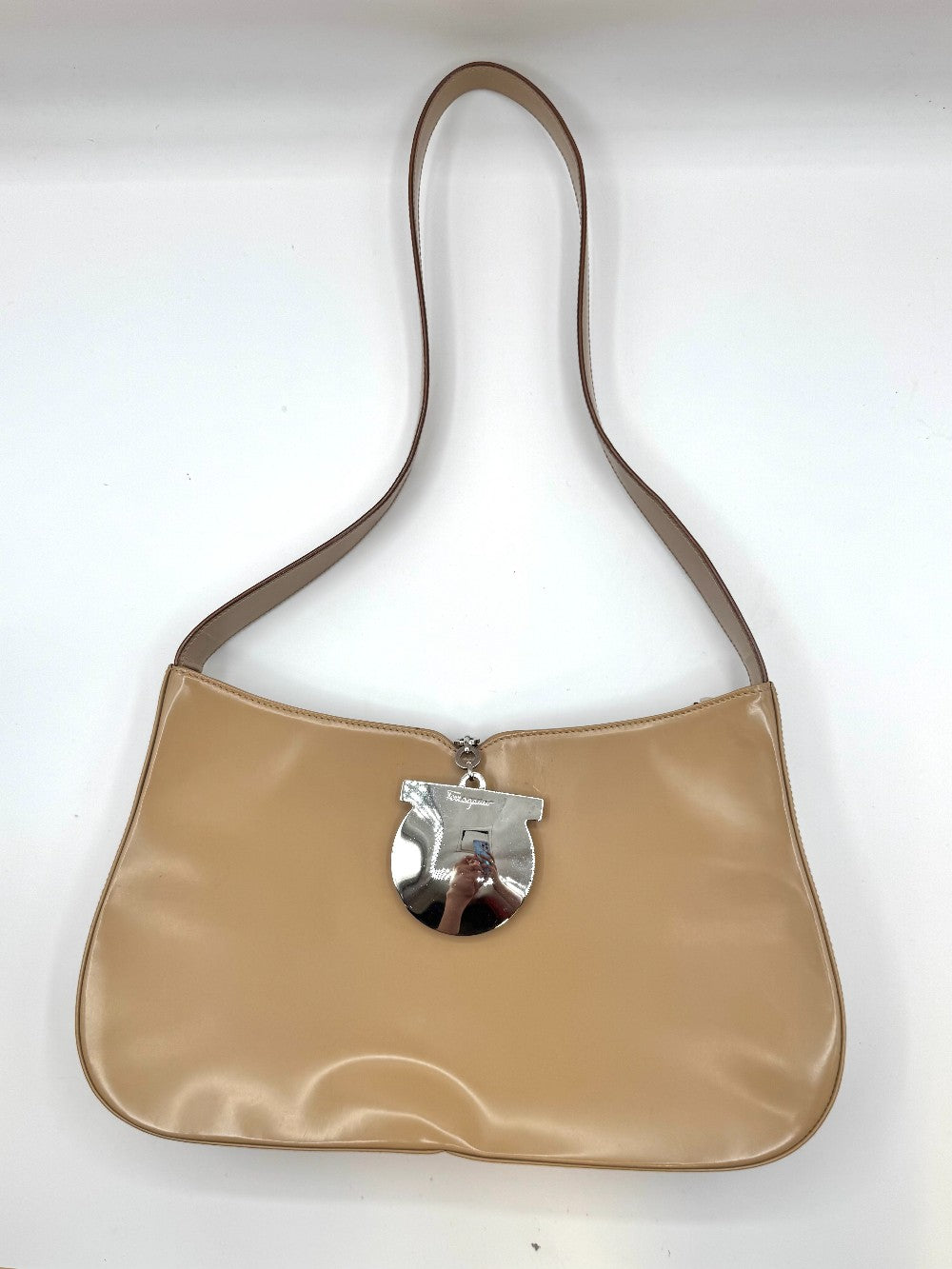 Salvatore Ferragamo Tan Patent Leather Bag|2415