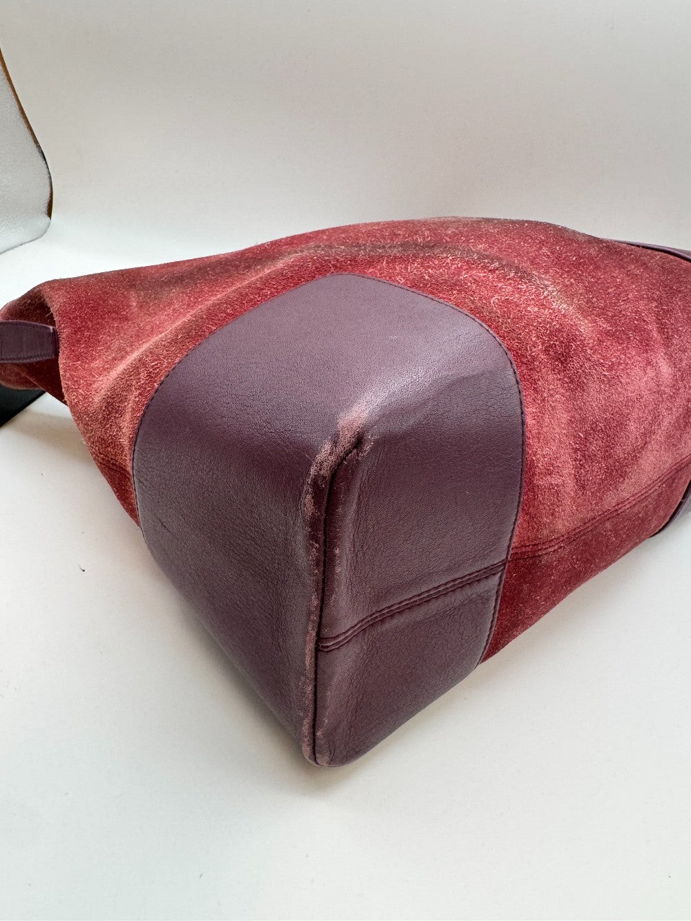 Loewe Burgundy Suede Anagram Shoulder Bag|2357