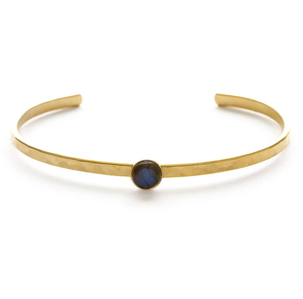 6mm Labradorite Hammered Cuff Bracelet