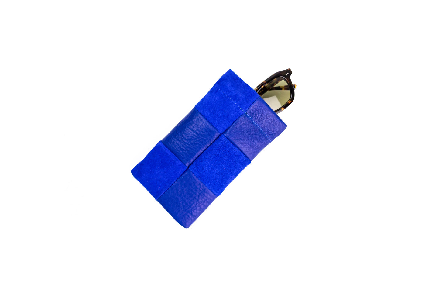 Sunglasses Case - Lapis Check Leather