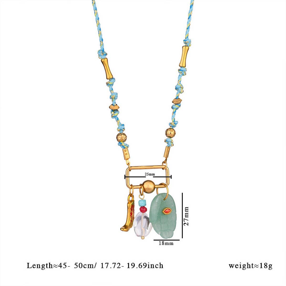 18K Eye Pendant Necklace with Natural Stone