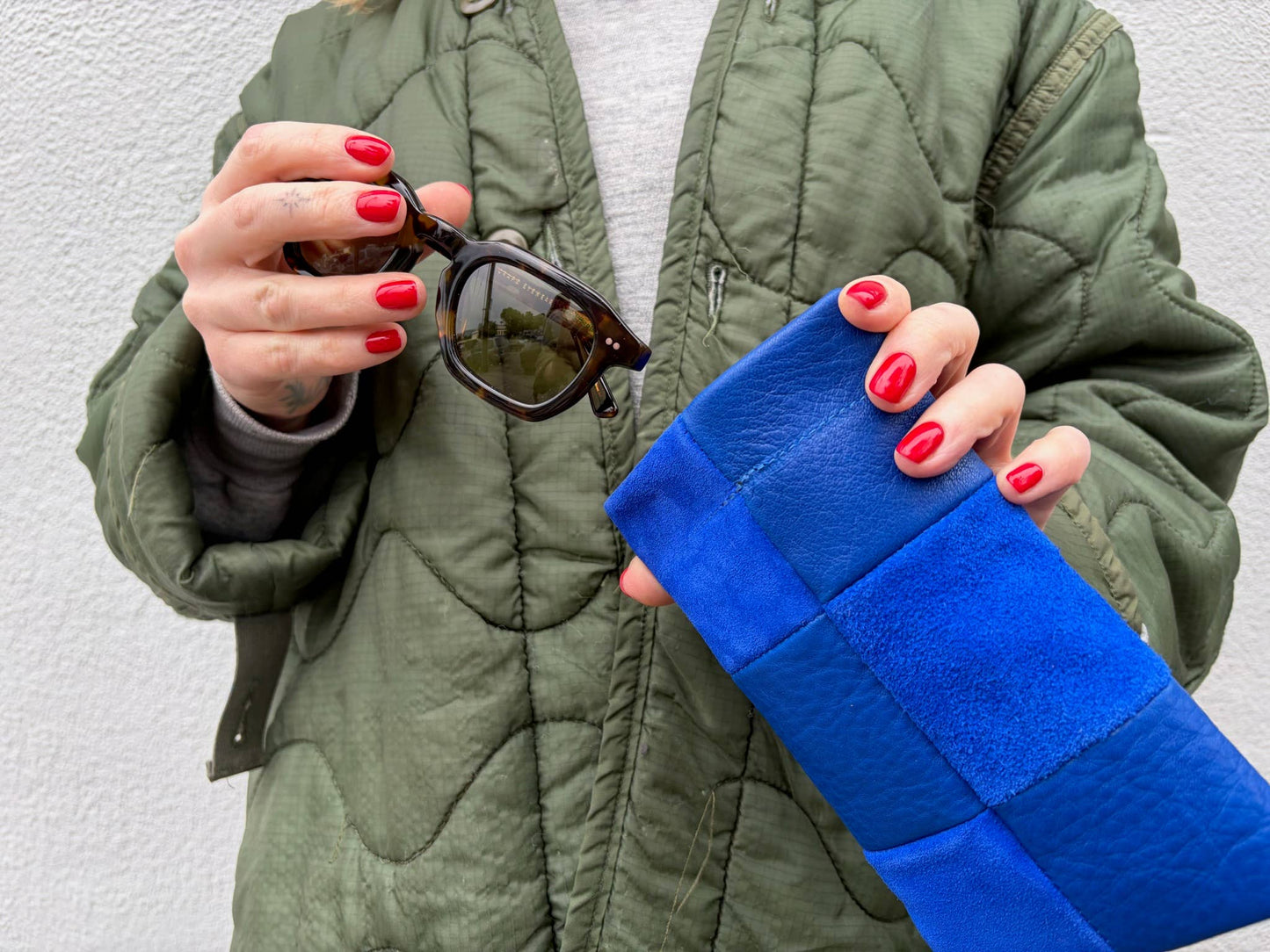 Sunglasses Case - Chartreuse Check Leather