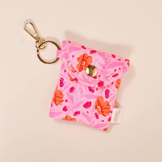 Puffy Earbud Case–Poppin' Petals Hot Pink
