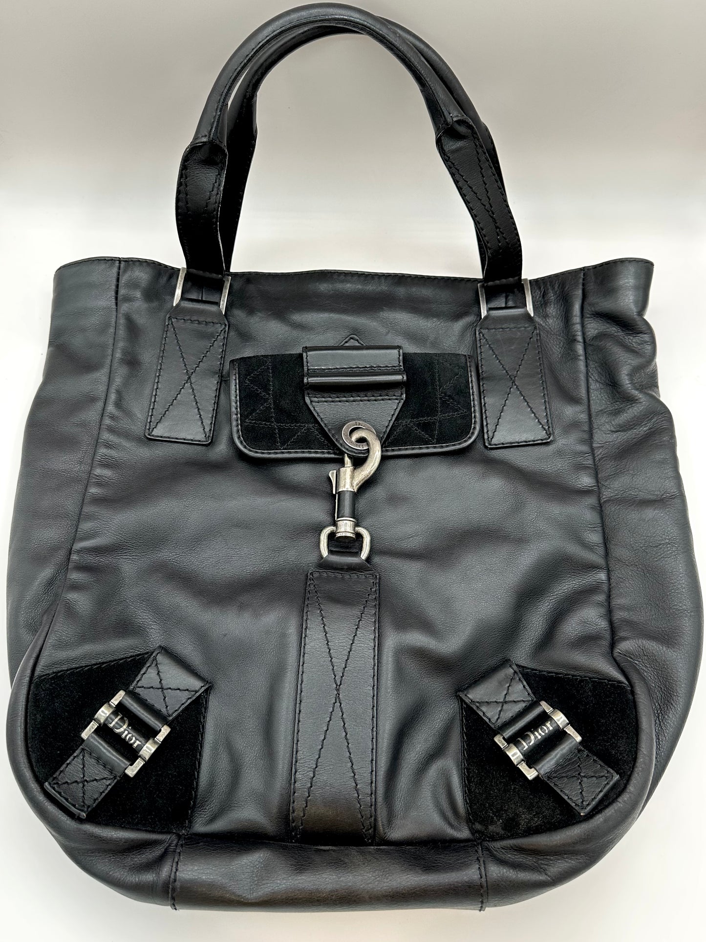 Christian Dior Black Leather 'Rebelle' Tote Bag