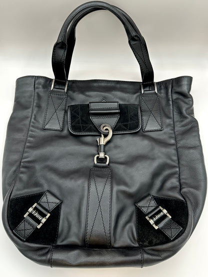 Christian Dior Black Leather 'Rebelle' Tote Bag