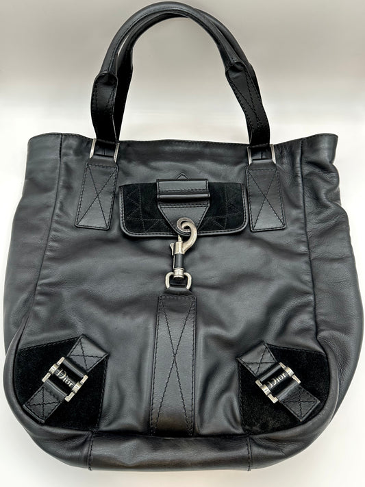 Christian Dior Black Leather 'Rebelle' Tote Bag