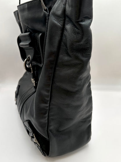 Christian Dior Black Leather 'Rebelle' Tote Bag