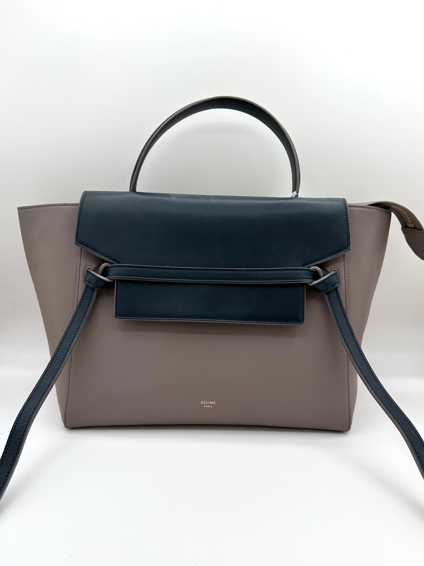 Celine Taupe/Navy 'Mini Belt Bag'