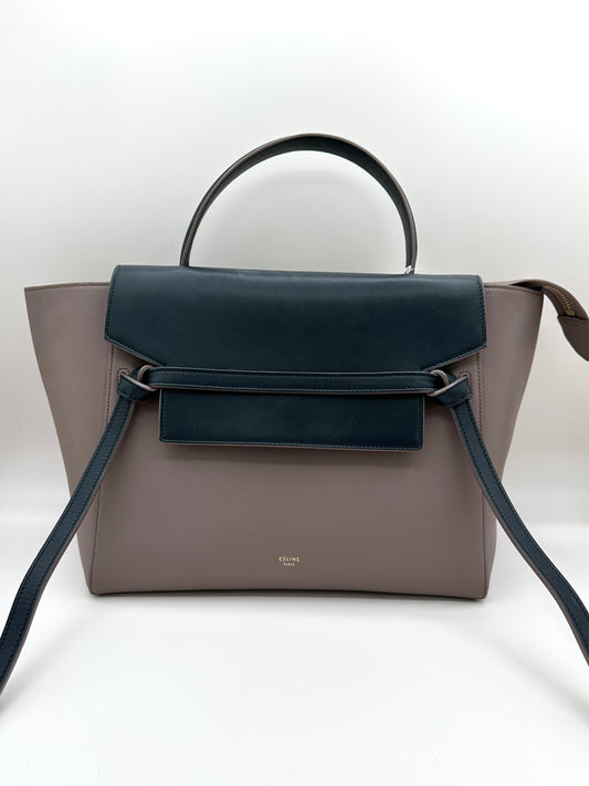 Celine Taupe/Navy 'Mini Belt Bag'