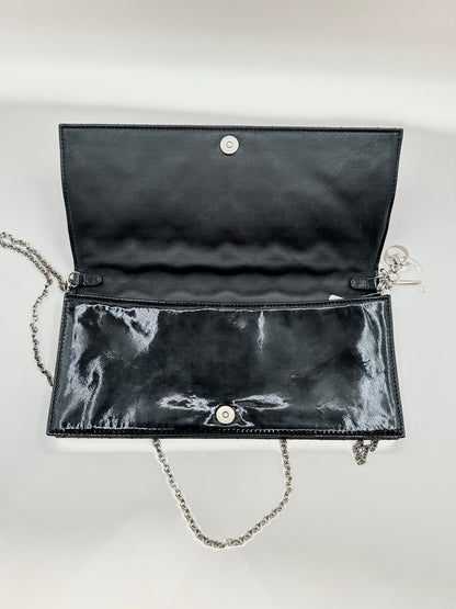 Dior Black Patent Cannage Leather 'Lady Dior' Chain Clutch