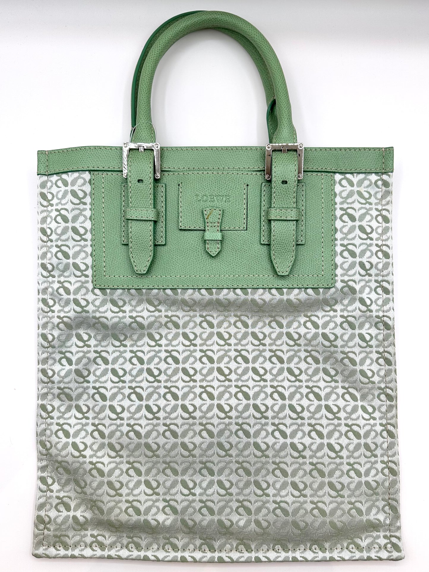 Loewe Green Repeat Anagram Small Canvas Tote