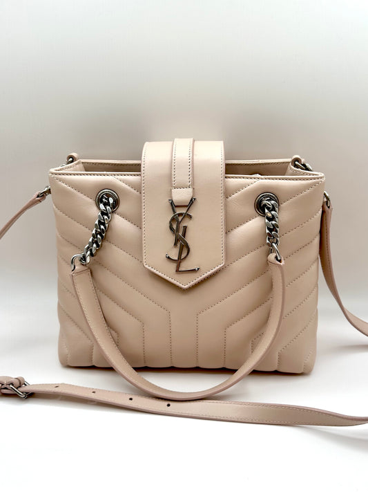 Saint Laurent Cream Calfskin 'Loulou' Shopper Bag