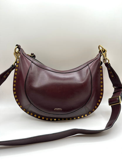 Isabel Marant Burgundy Studded Leather ‘Naoko’ Shoulder Bag
