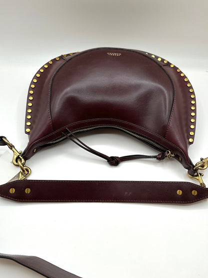 Isabel Marant Burgundy Studded Leather ‘Naoko’ Shoulder Bag