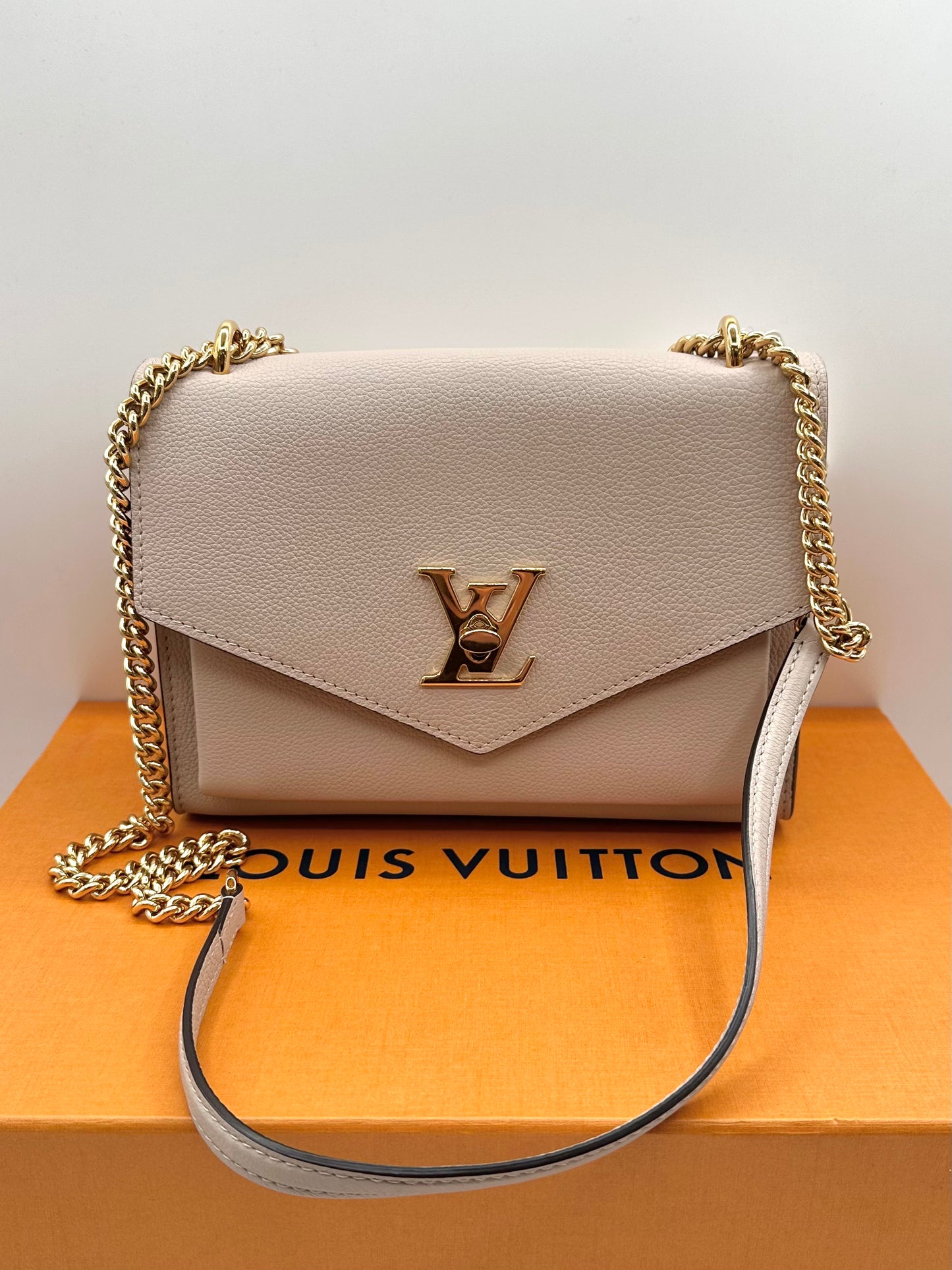 Louis Vuitton Greige 'Mylockme' Chain Pochette Bag