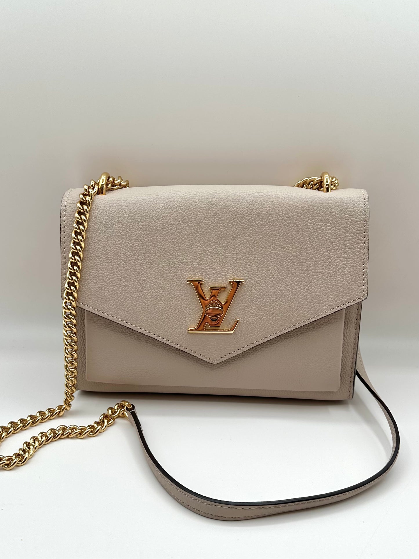 Louis Vuitton Greige 'Mylockme' Chain Pochette Bag