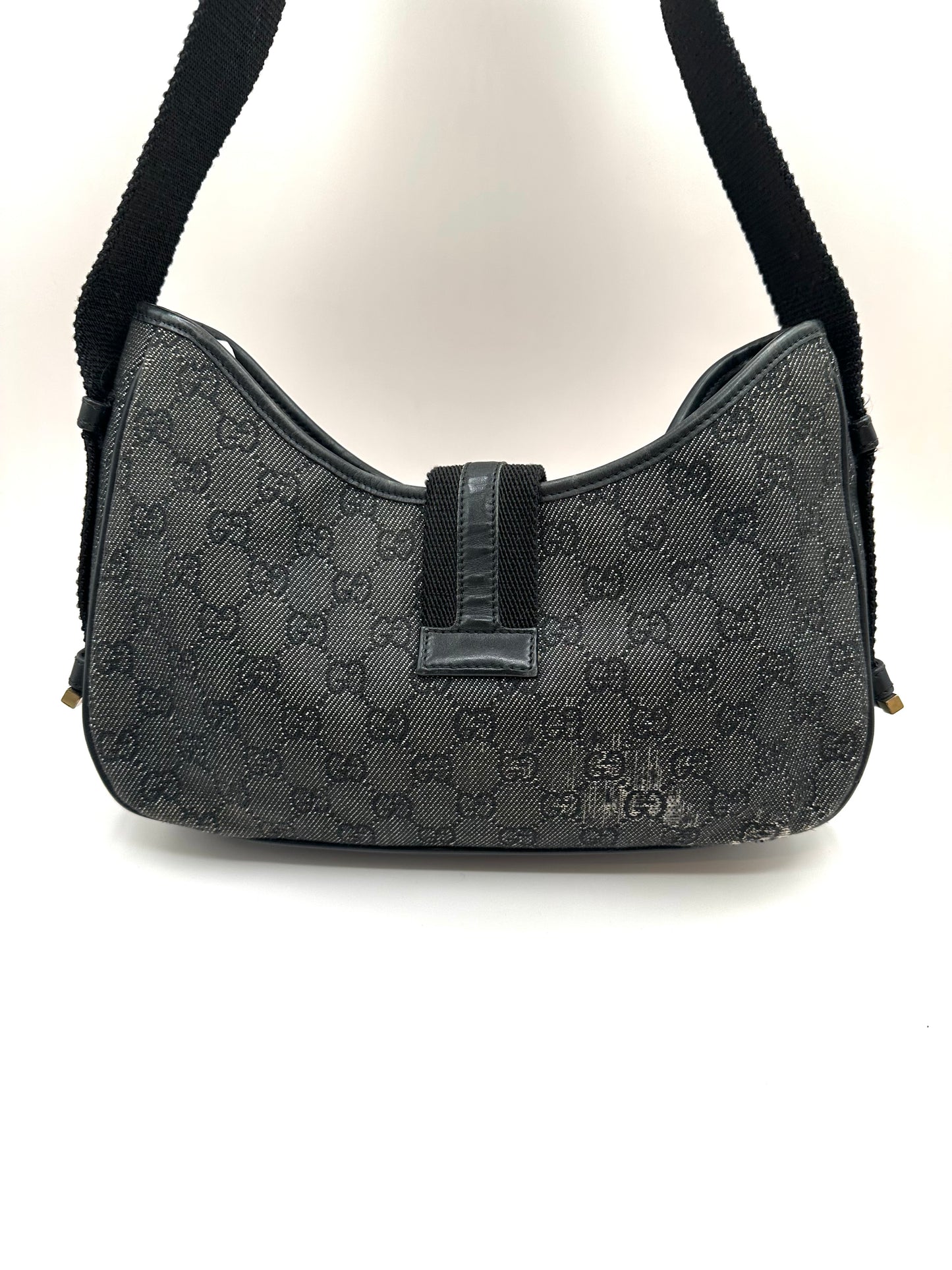 Gucci Black Monogram Denim 'Jackie' Bag