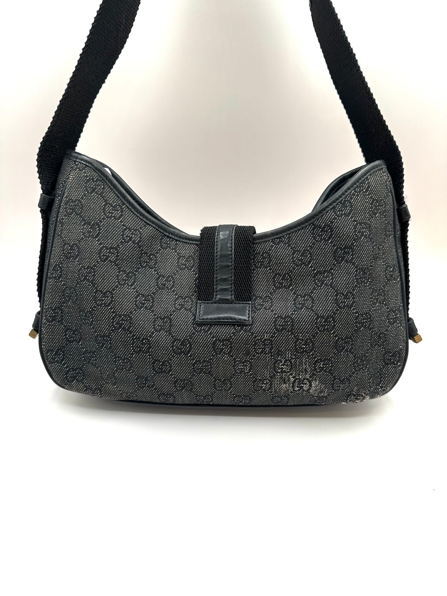 Gucci Black Monogram Denim 'Jackie' Bag
