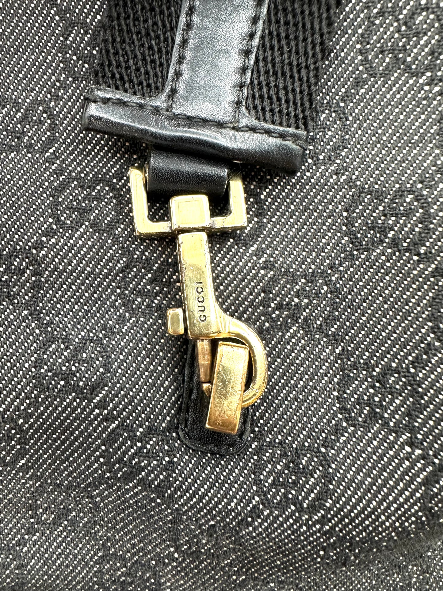 Gucci Black Monogram Denim 'Jackie' Bag