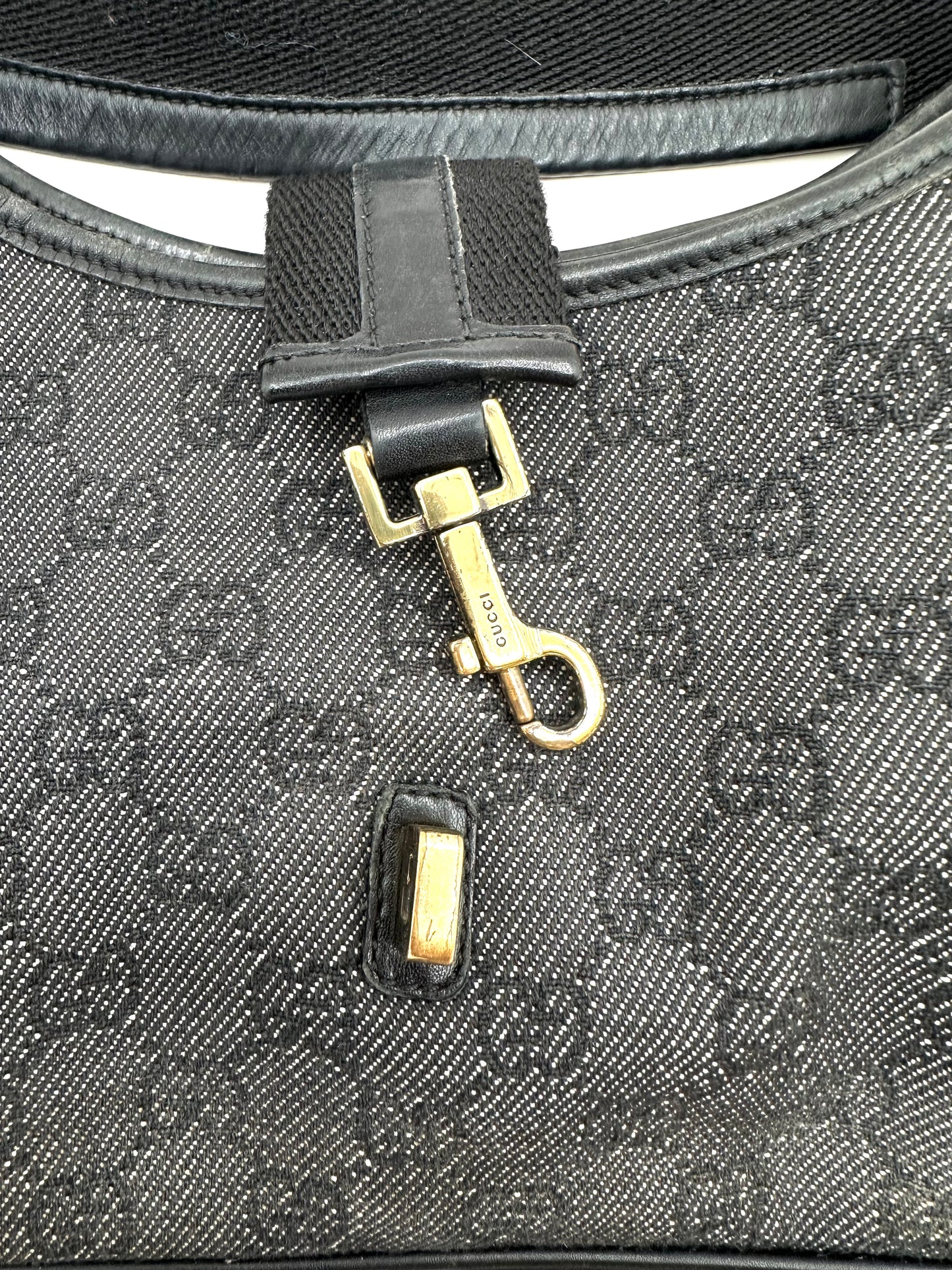 Gucci Black Monogram Denim 'Jackie' Bag