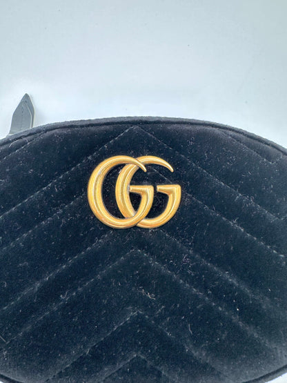 Gucci GG Black Marmont Belt Bag Matelasse Velvet