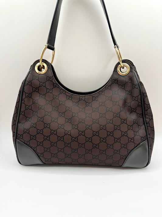 Gucci Brown Monogram Nylon 'Colbert' Hobo Bag