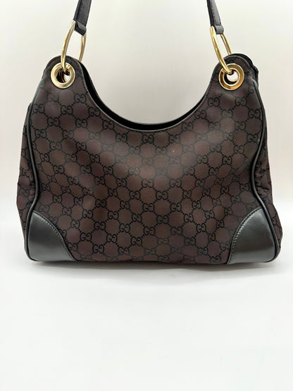 Gucci Brown Monogram Nylon 'Colbert' Hobo Bag