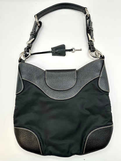 Prada Black Nylon/Leather Sound Lock Shoulder Bag