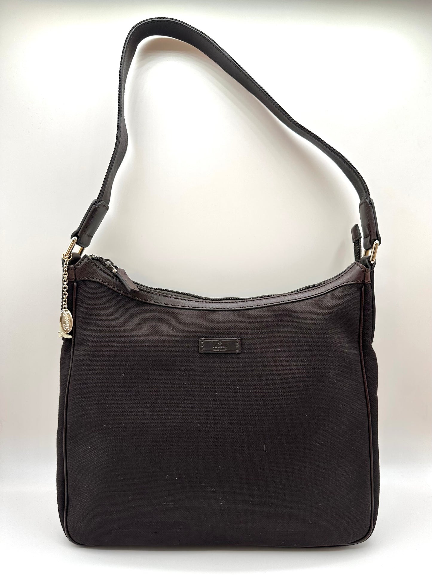 Gucci Dark Brown 2000's Canvas Shoulder Bag