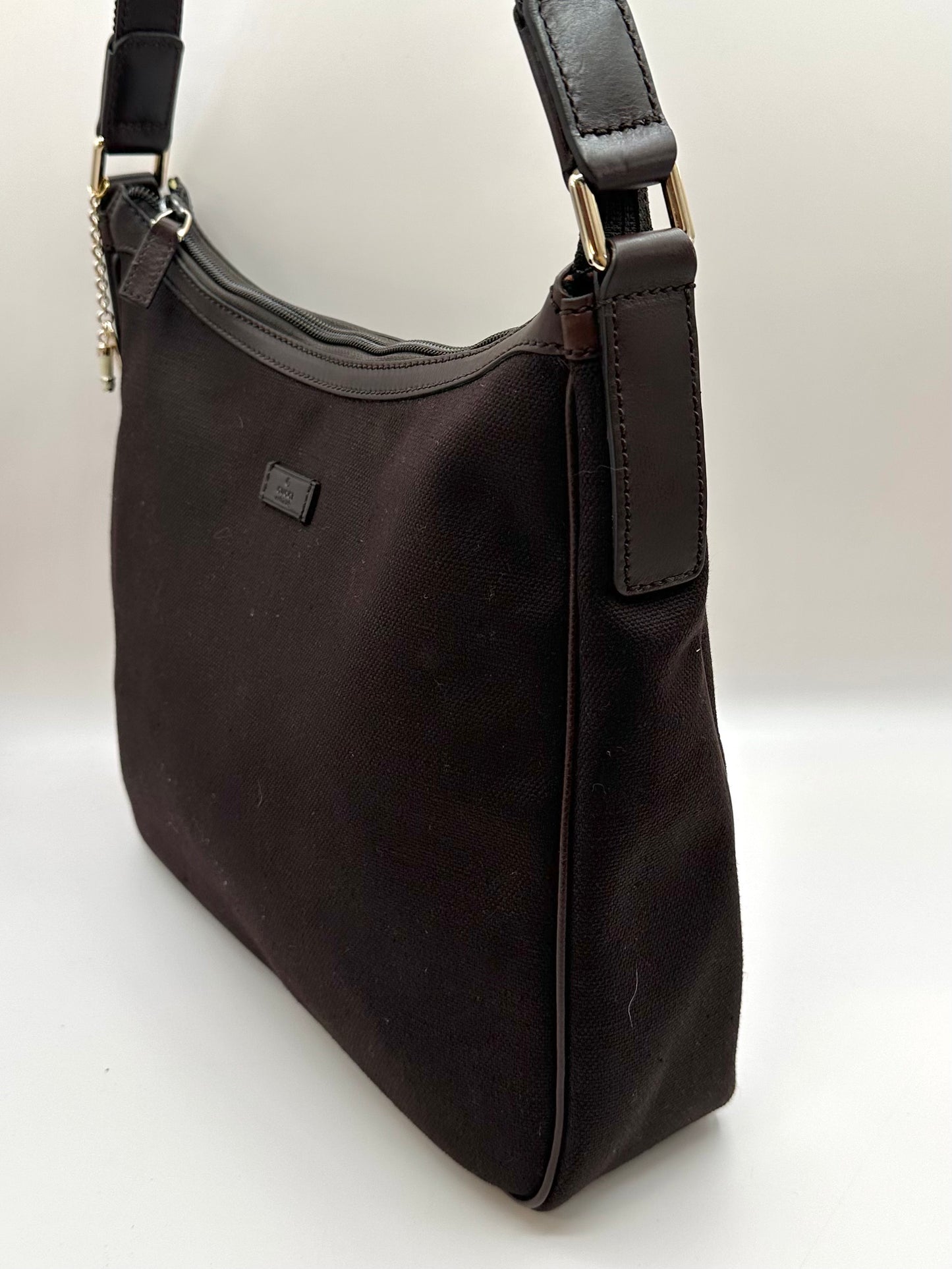 Gucci Dark Brown 2000's Canvas Shoulder Bag