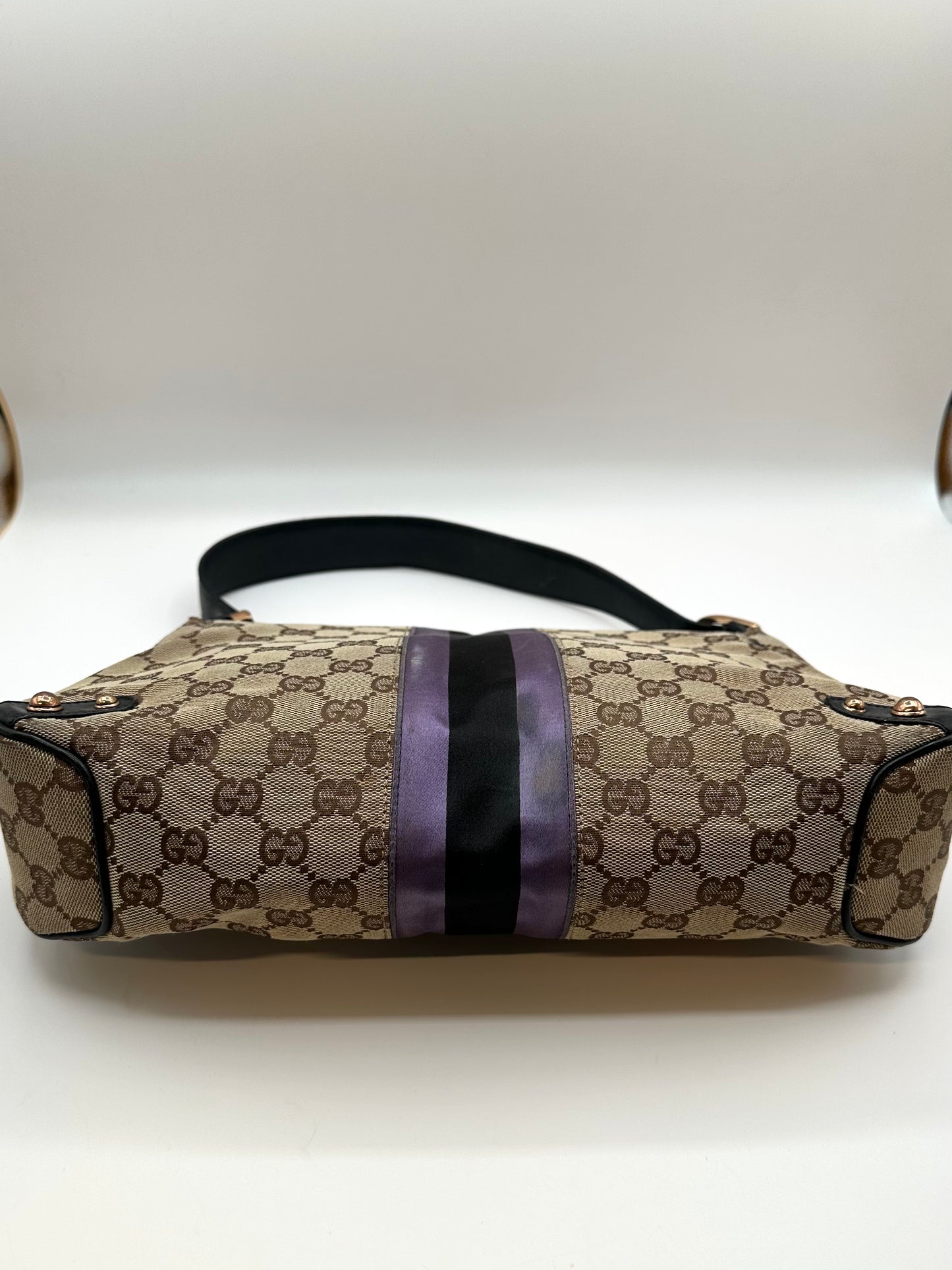Gucci Supreme Purple Satin Horsebit Shoulder Bag