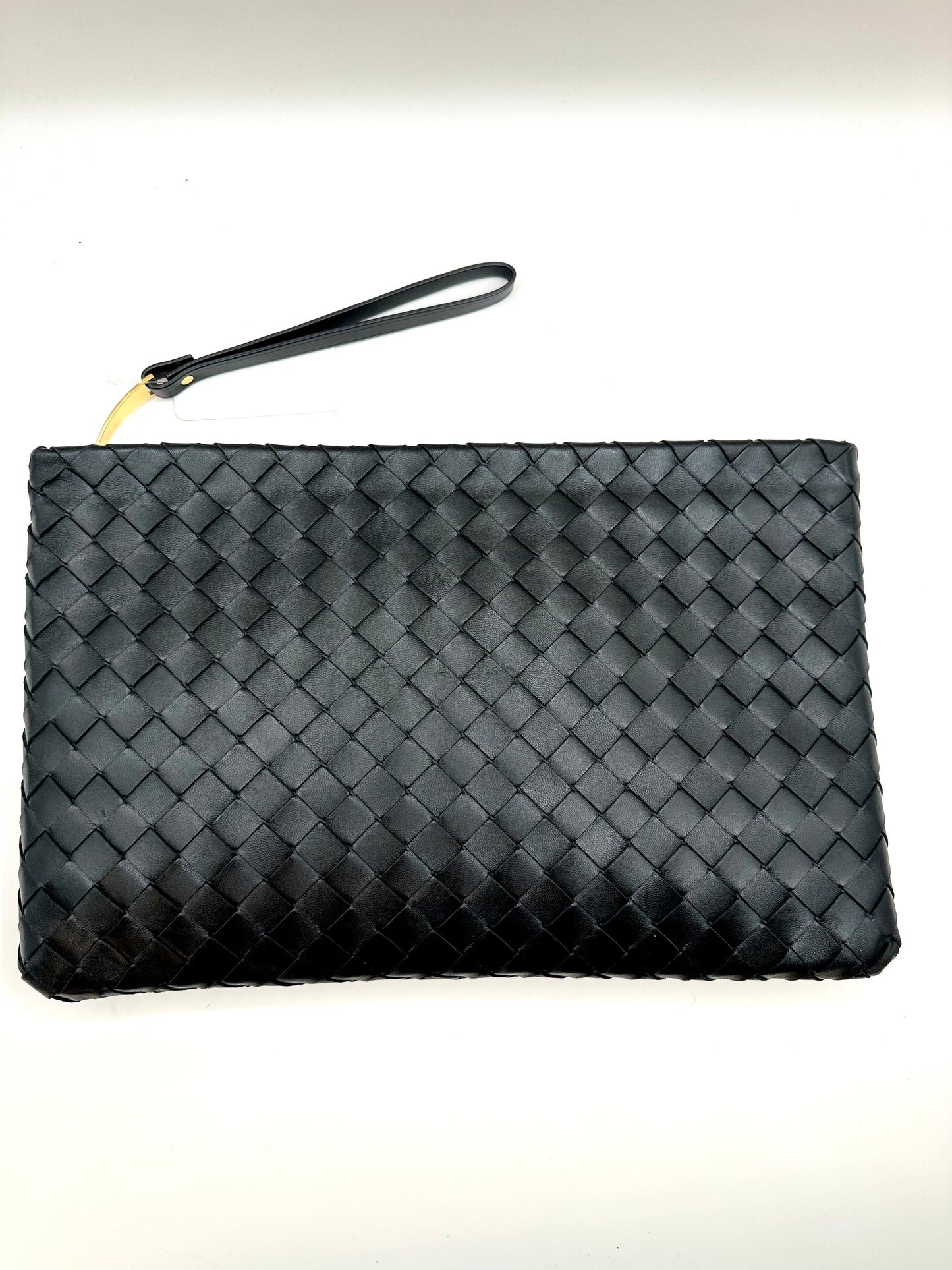 Bottega Veneta Black Leather Intrecciato Wristlet Pouch