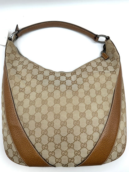 Gucci Tan Monogram Canvas Top Handle Hobo Bag