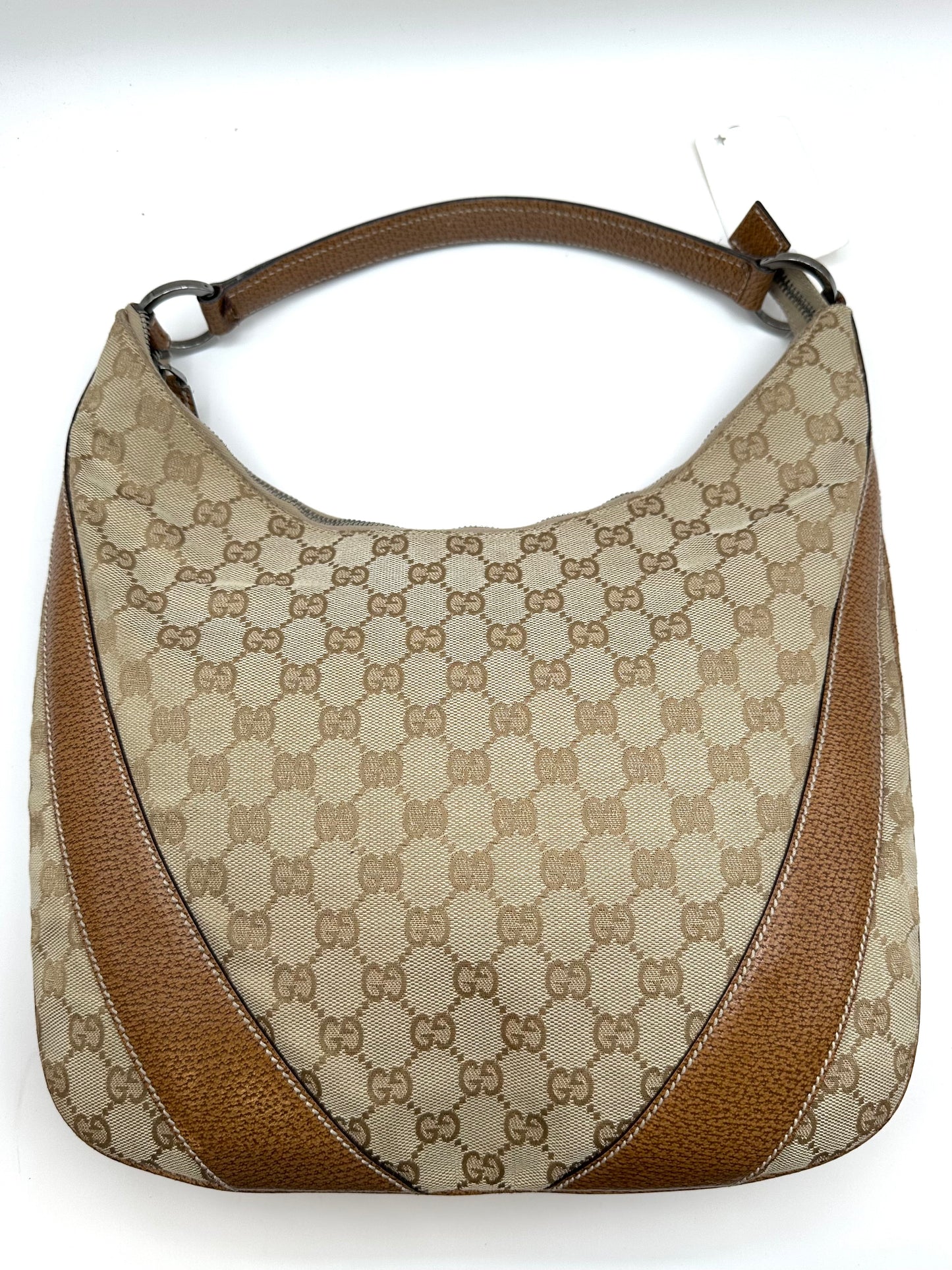 Gucci Tan Monogram Canvas Top Handle Hobo Bag