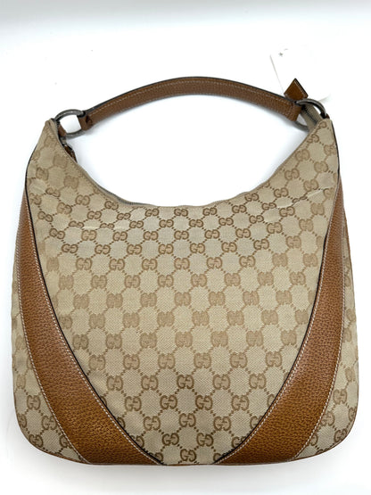Gucci Tan Monogram Canvas Top Handle Hobo Bag
