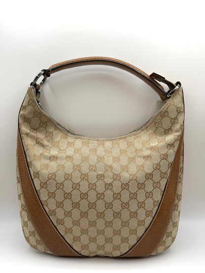 Gucci Tan Monogram Canvas Top Handle Hobo Bag