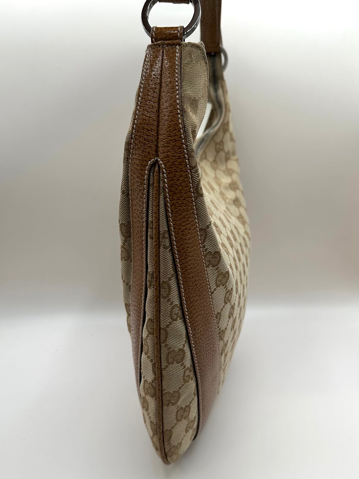 Gucci Tan Monogram Canvas Top Handle Hobo Bag