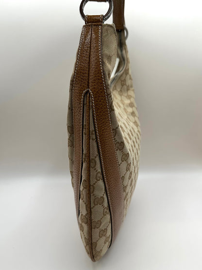 Gucci Tan Monogram Canvas Top Handle Hobo Bag